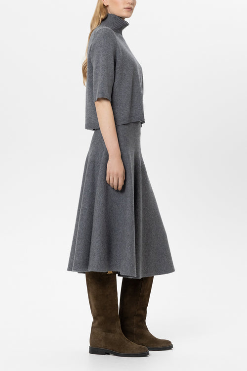 Luisa Cerano Heather Grey Cashmere Blend Long Skirt