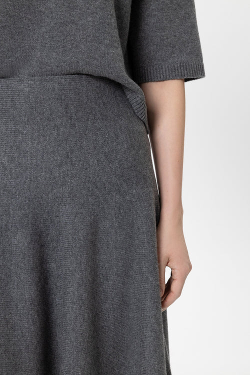 Luisa Cerano Heather Grey Cashmere Blend Long Skirt