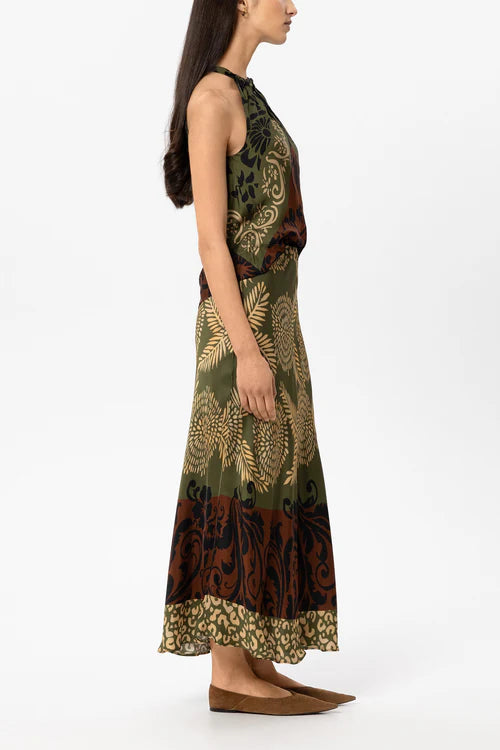 Luisa Cerano Multi-Coloured Maxi Skirt with Leaf Print