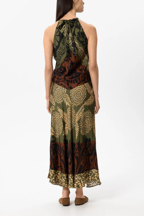Luisa Cerano Multi-Coloured Maxi Skirt with Leaf Print