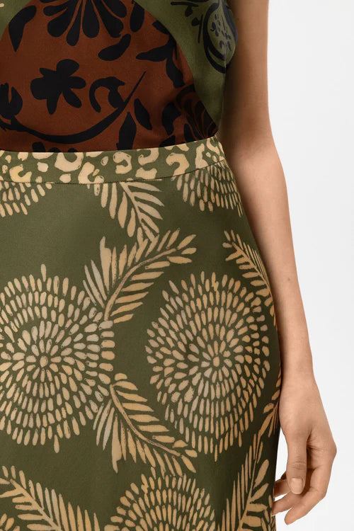 Luisa Cerano Multi-Coloured Maxi Skirt with Leaf Print
