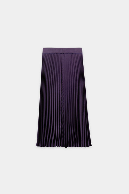 Luisa Cerano Plum Pleated Skirt with Satin Waistband