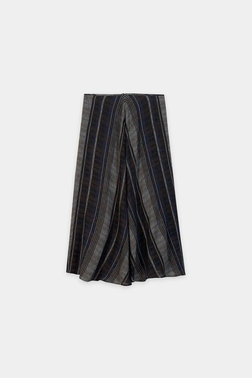 Luisa Cerano Grey Plaid Patterned Long Lined Woven Skirt