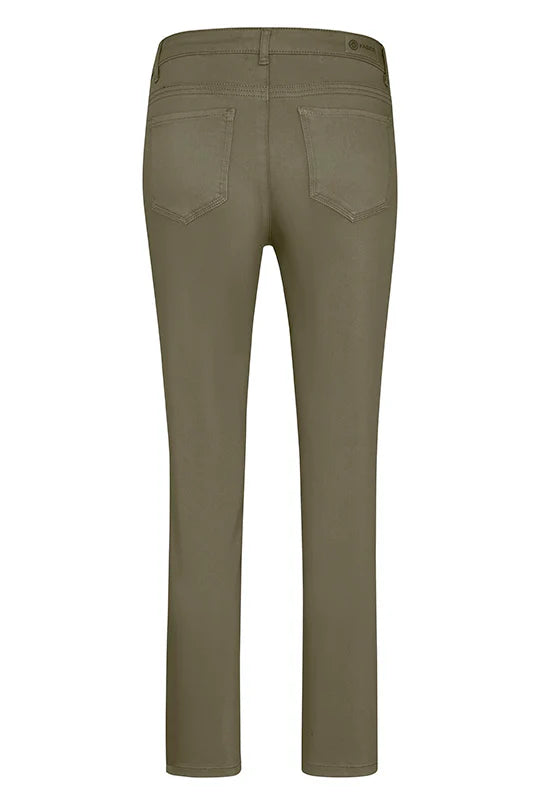Faber Khaki Slim Fit Stretch Medium Rise Cotton Blend Trousers
