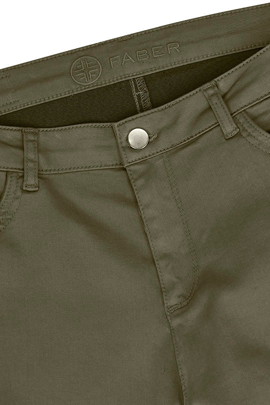 Faber Khaki Slim Fit Stretch Medium Rise Cotton Blend Trousers