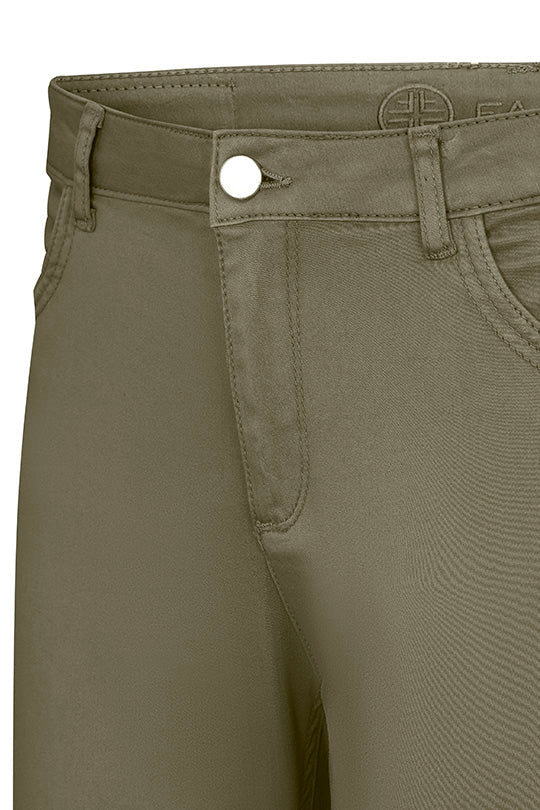 Faber Khaki Slim Fit Stretch Medium Rise Cotton Blend Trousers