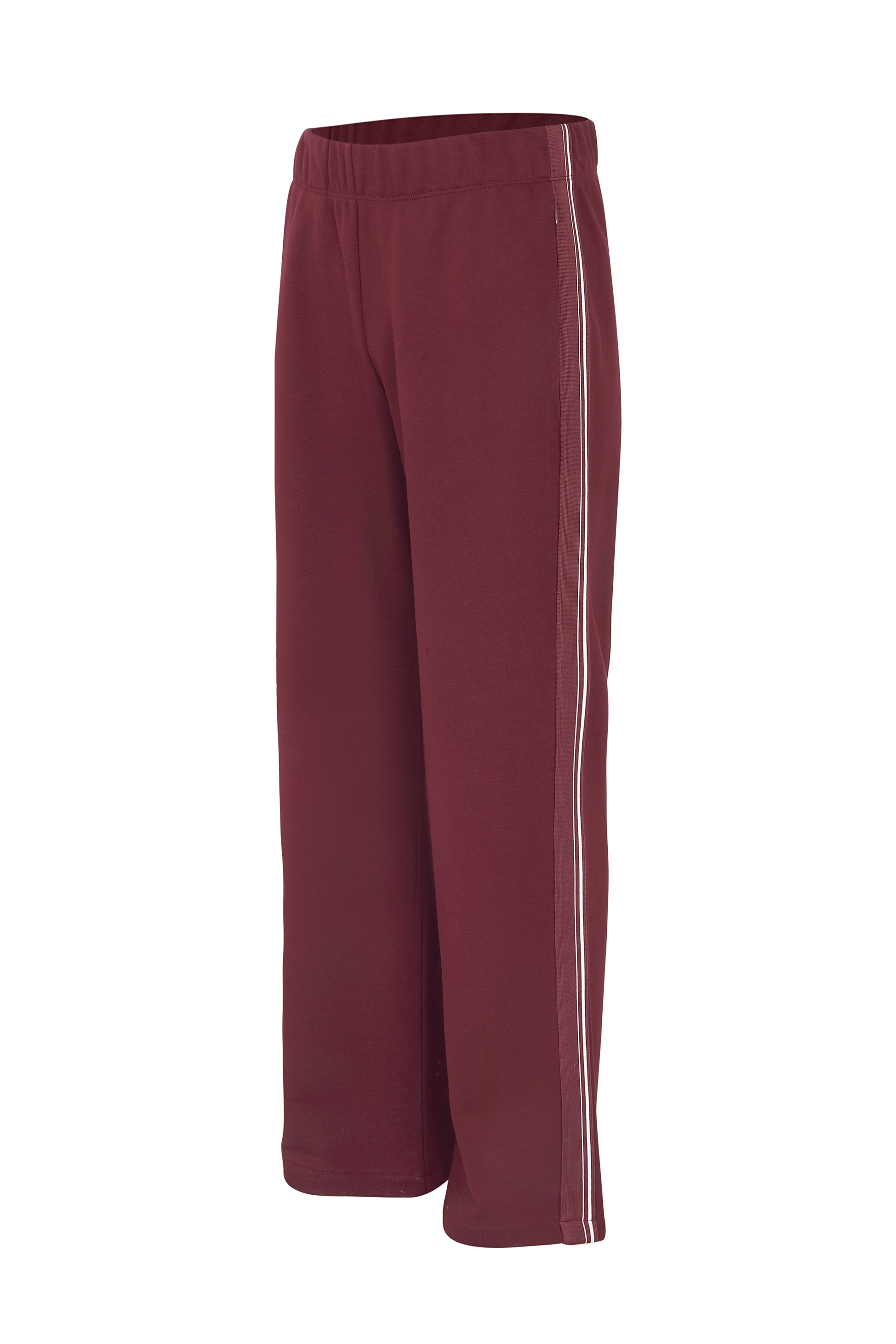 Margittes Berry Wide Leg Joggers with Side Stripe & Zip Pockets