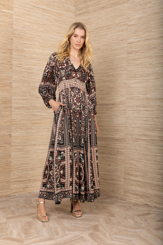 Hale Bob Black Amaris Charmeuse Maxi Dress 58AT610A