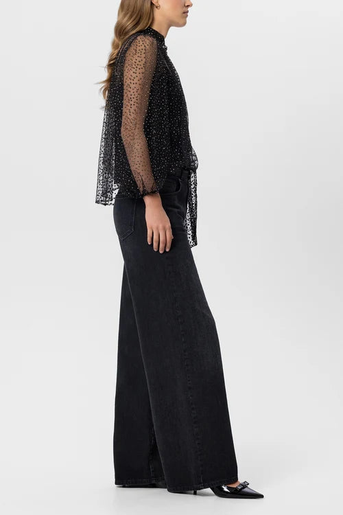 Luisa Cerano Wide Leg Black Denim
