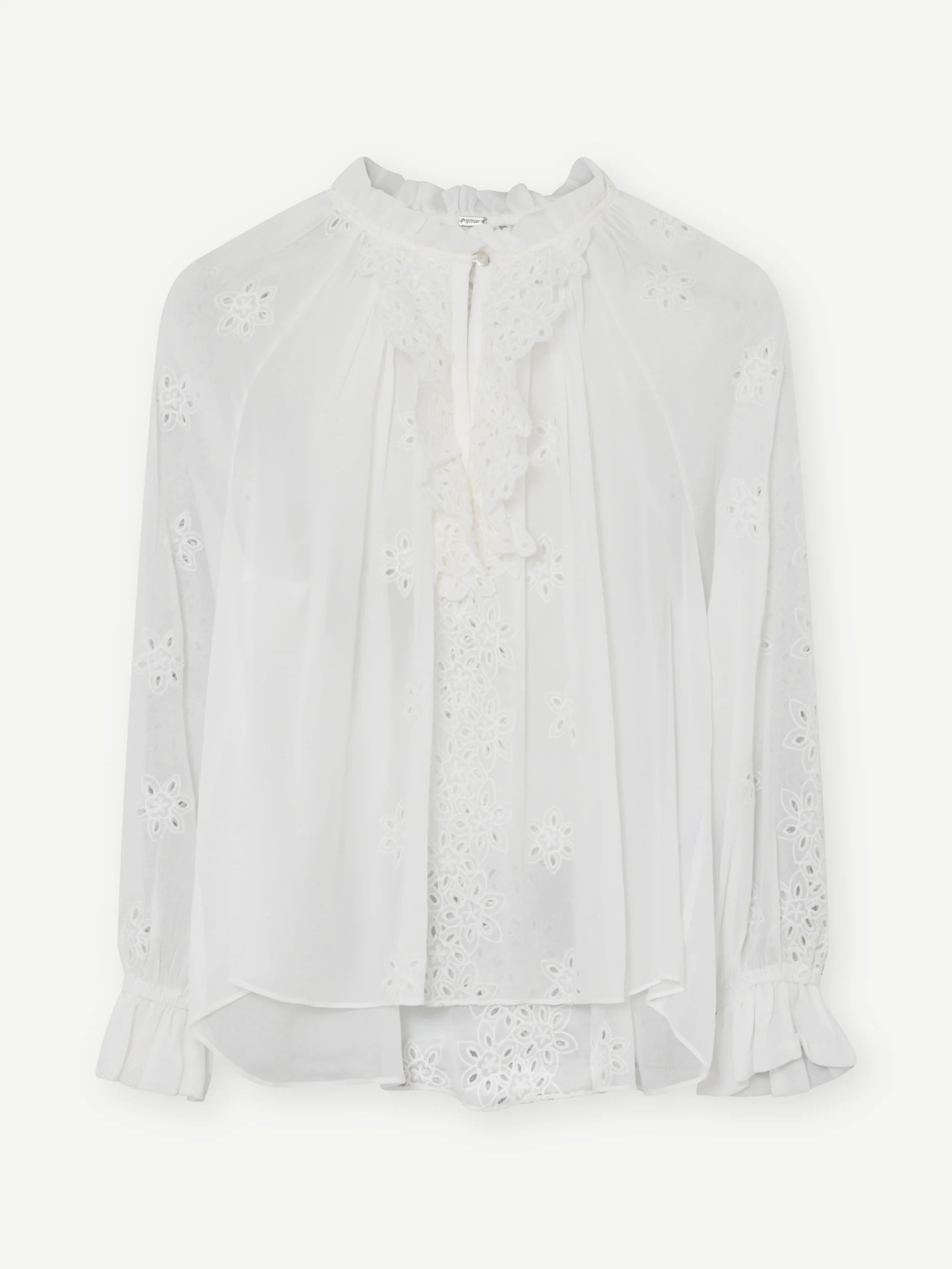 Gustav Off-White Long Sleeve Floral Lace Blouse