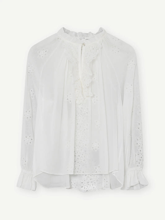 Gustav Off-White Long Sleeve Floral Lace Blouse 60669