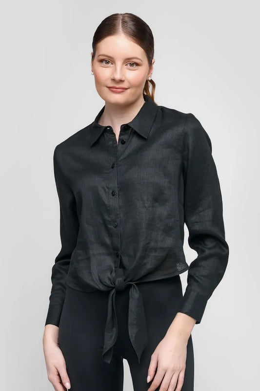 Uchuu black tie front shirt
