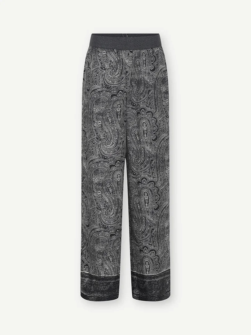 Gustav Black & Sand Paisley Wide Leg Trousers – Elasticated Pull-On Waist 62011