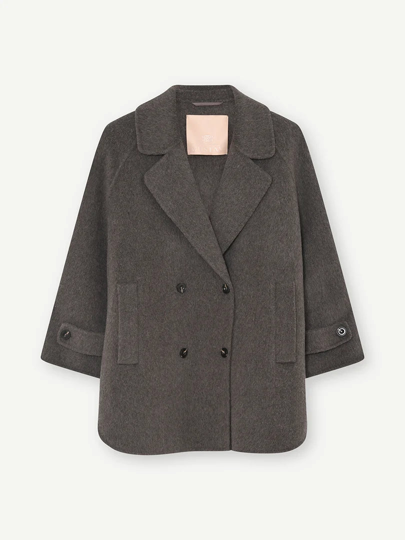 Gustav Chocolate Wool Blend Double Breasted Coat