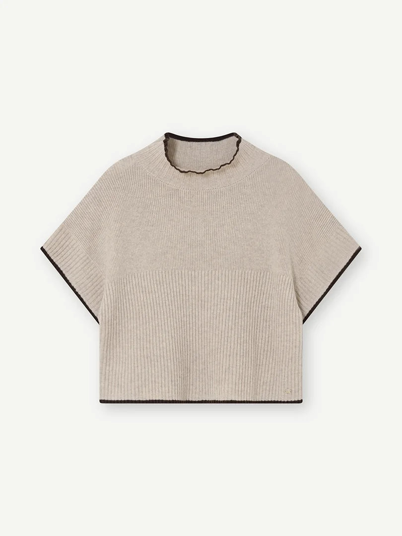 Gustav Latte Ribbed Knit Cape Sweater