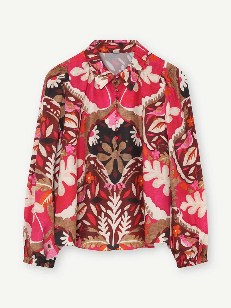 Gustav Berry Multi Print Blouse – Loose Fit Viscose Shirt with Collar