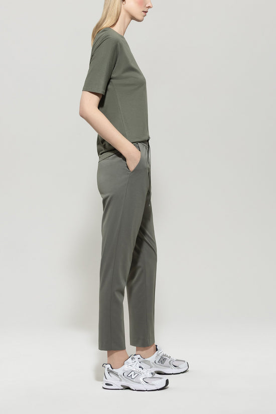 Luisa Cerano tie-waist jersey trouser khaki 628817