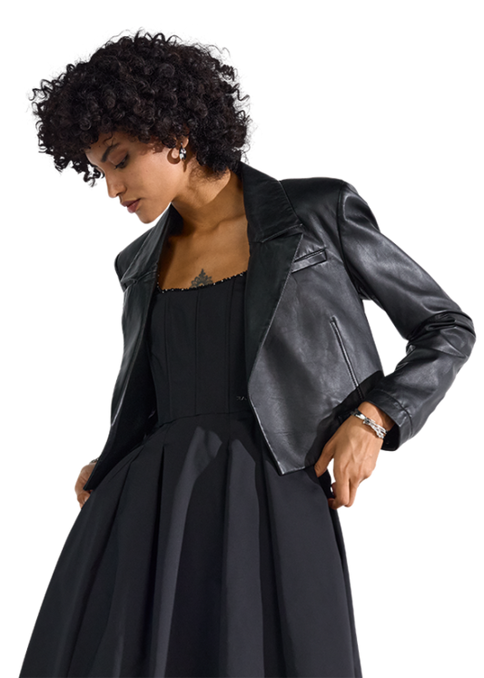 Riani Black Lamb Nappa Leather Jacket 631010