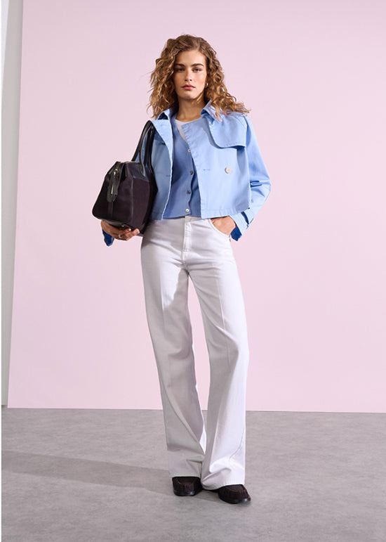 Riani Light Blue Cropped Trench Coat