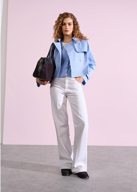 Riani Light Blue Cropped Trench Coat 631130