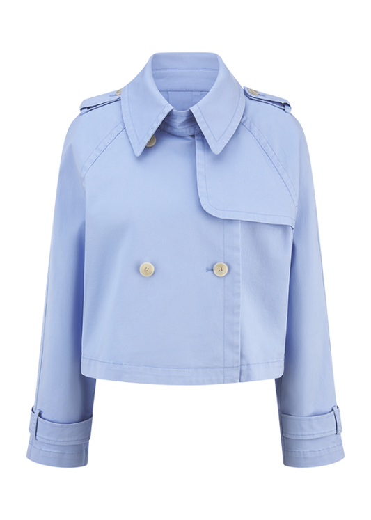 Riani Light Blue Cropped Trench Coat 631130