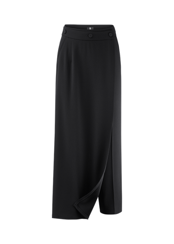 Riani Black Satin Wrap Wide Fit Trousers 633320