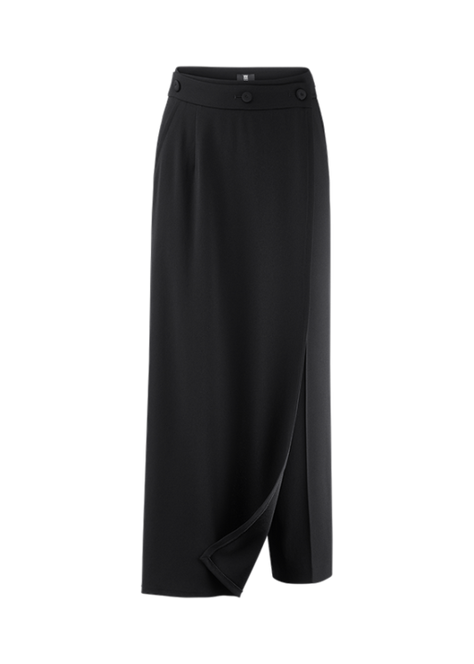 Riani Black Satin Wrap Wide Fit Trousers 633320