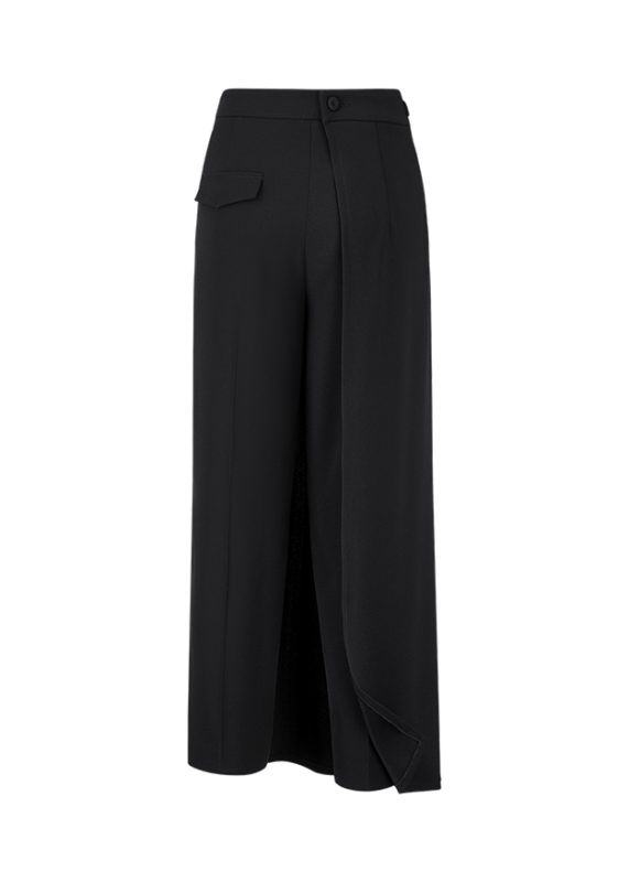 Riani Black Satin Wrap Wide Fit Trousers 633320