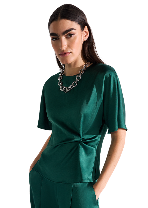 Riani Satin Blouse with Knot Detail in Clover 635120
