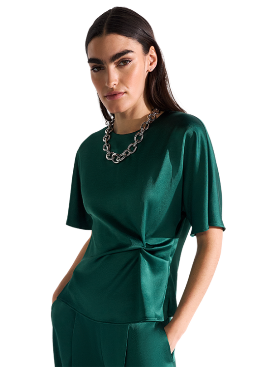 Riani Satin Blouse with Knot Detail in Clover 635120