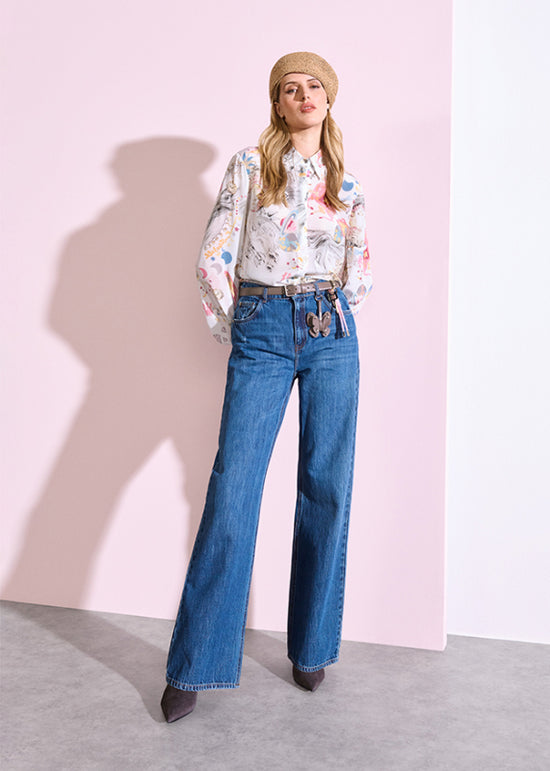 Riani Off-White Long Sleeve Blouse with Dreamscape Print 635370