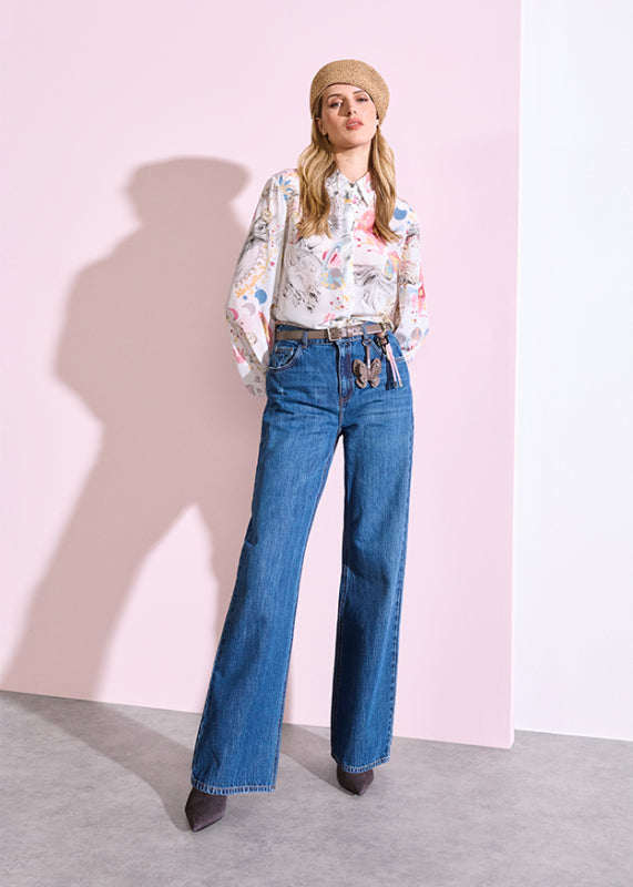 Riani Off-White Long Sleeve Blouse with Dreamscape Print 635370