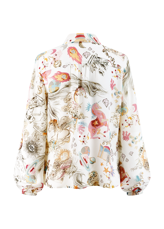 Riani Off-White Long Sleeve Blouse with Dreamscape Print 635370