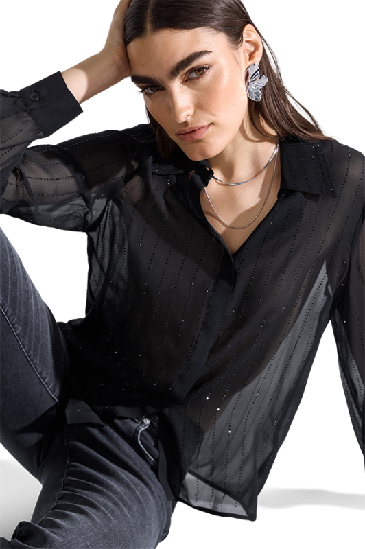 Riani Black Blouse with Rhinestone Details 635410