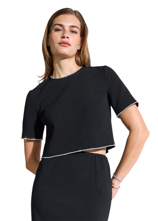 Riani Black Cropped Top with Rhinestones 635450