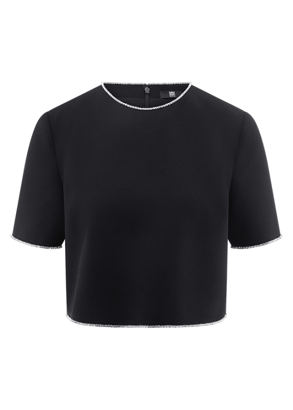 Riani Black Cropped Top with Rhinestones 635450