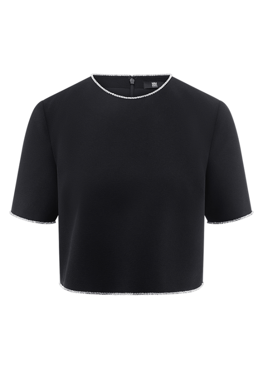 Riani Black Cropped Top with Rhinestones 635450