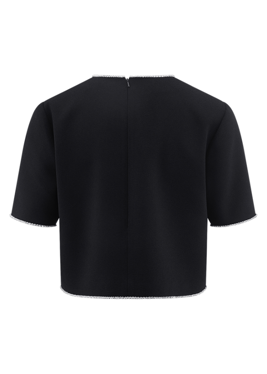 Riani Black Cropped Top with Rhinestones 635450