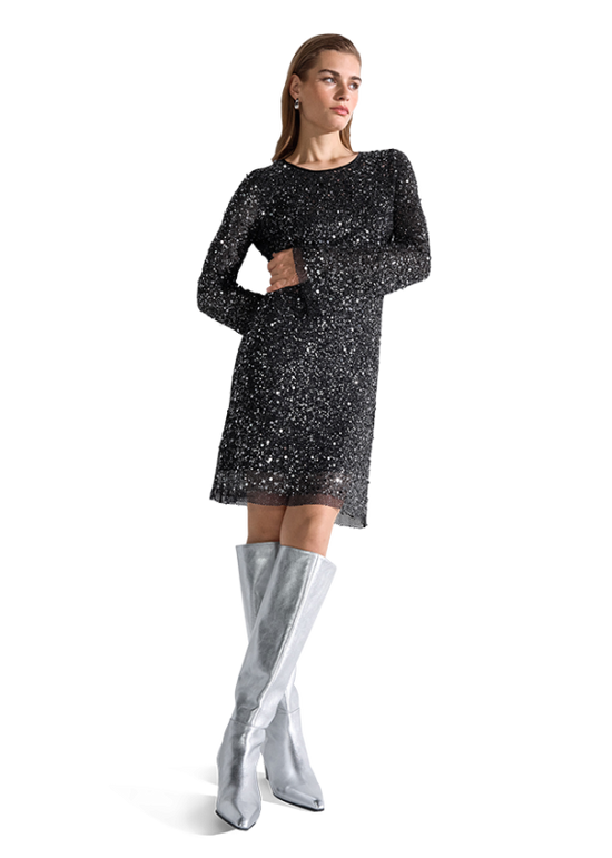 Riani Black Jersey Dress with Pearl and Sequin Embroidery 636470