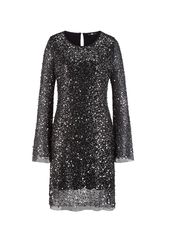 Riani Black Jersey Dress with Pearl and Sequin Embroidery 636470