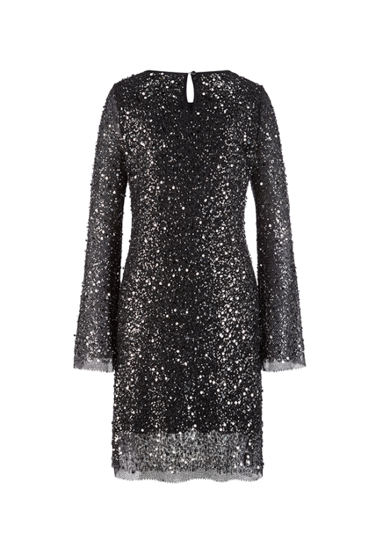 Riani Black Jersey Dress with Pearl and Sequin Embroidery 636470