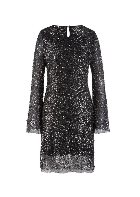 Riani Black Jersey Dress with Pearl and Sequin Embroidery 636470