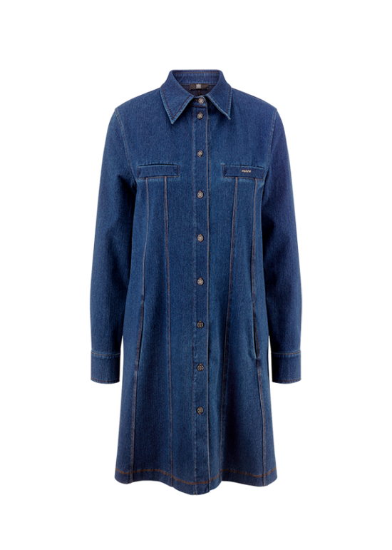 Riani Blue Denim Dress with Long Sleeves and Shirt Collar 636945