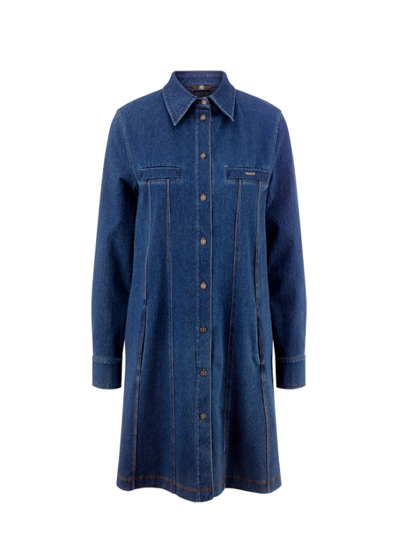 Riani Blue Denim Dress with Long Sleeves and Shirt Collar 636945