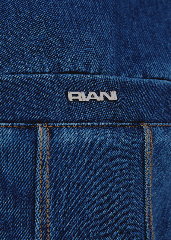 Riani Blue Denim Dress with Long Sleeves and Shirt Collar 636945