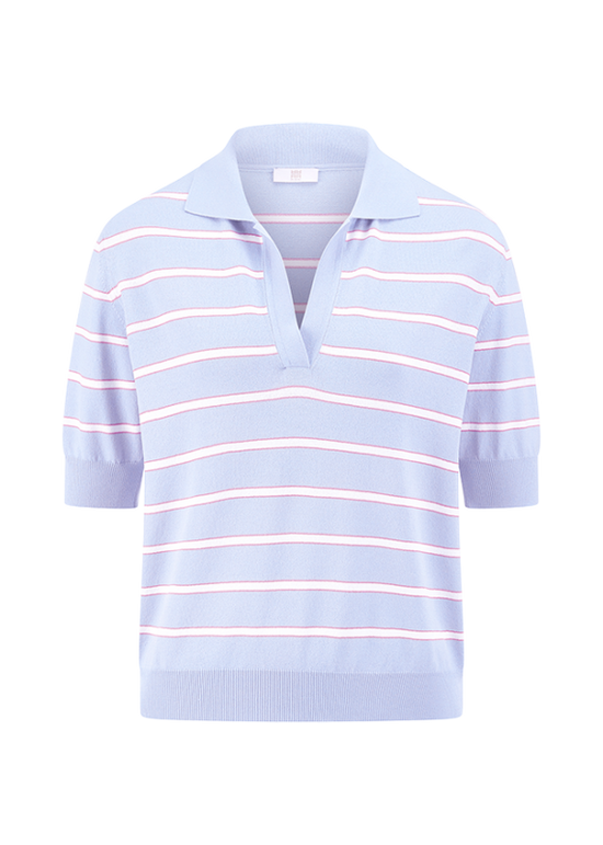 Riani Striped Light Blue Short Sleeve Polo Shirt