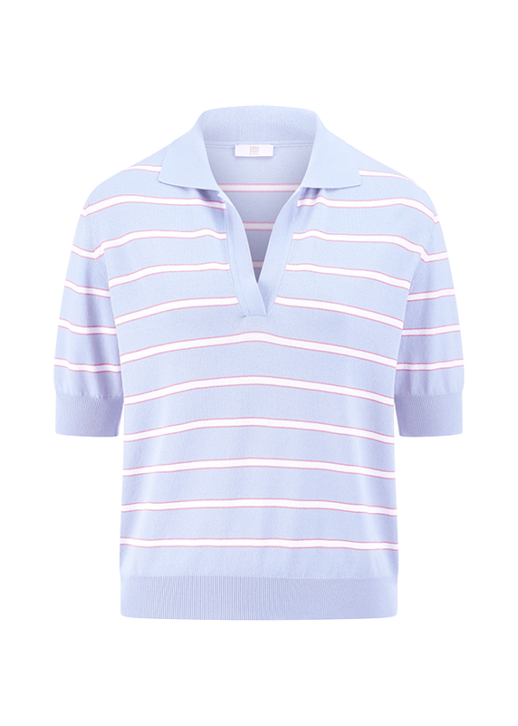 Riani Striped Light Blue Short Sleeve Polo Shirt
