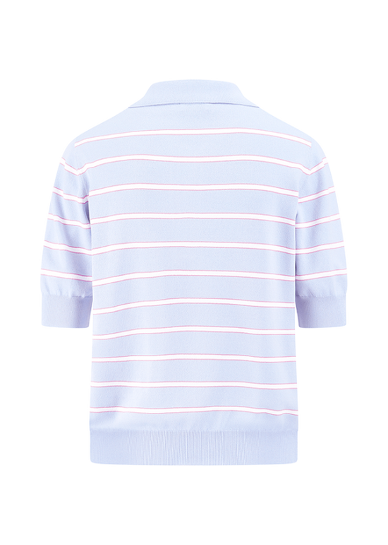 Riani Striped Light Blue Short Sleeve Polo Shirt