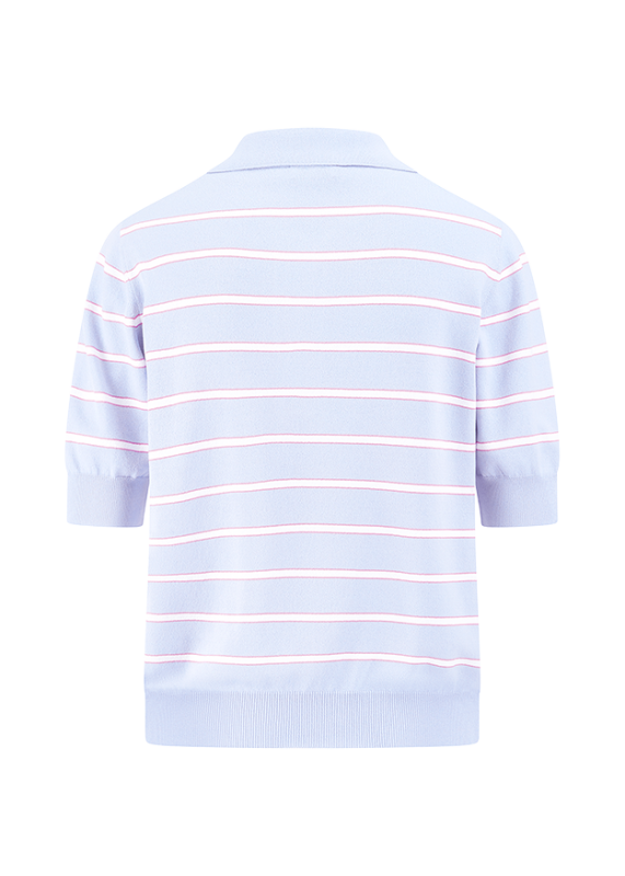 Riani Striped Light Blue Short Sleeve Polo Shirt