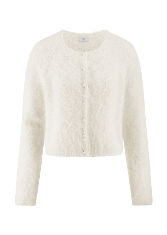 Riani Off-White Cropped Round Neck Cardigan 637280